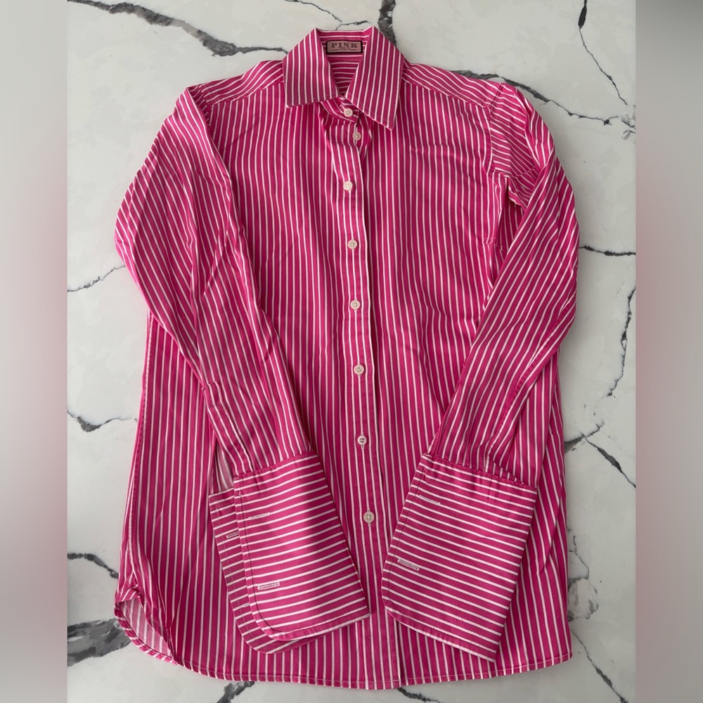 Women’s Pink Striped Button-Down Shirt
